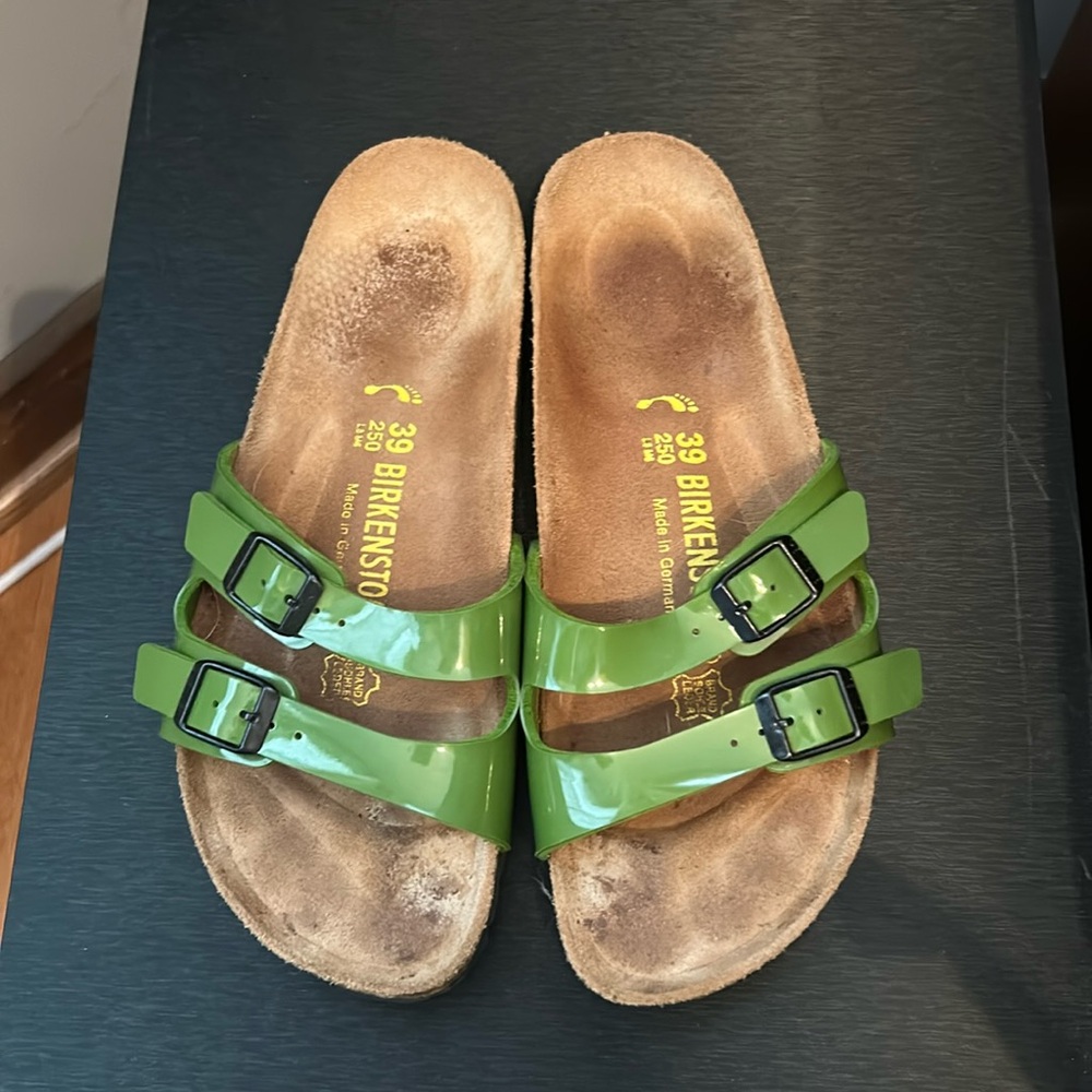 Birkenstock green two strap sandal